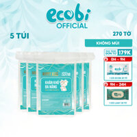 Thùng 05 Túi Khăn Vải Khô Đa Năng Cho Bé Happy Kids Túi 270 Tờ Không Mùi Không Parabens Tiết Kiệm