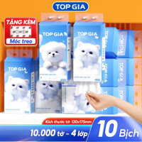 Thùng 10 bịch giấy treo đa năng GiaGia TopGia, Khăn rút vệ sinh treo tường 4 lớp, bịch 1000 tờ