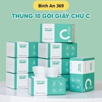 Thùng 10 gói giấy ăn rút Top Gia 4 lớp cao cấp,Giấy Chữ C, gói 400 tờ 100 lần rút siêu dai và tiện lợi