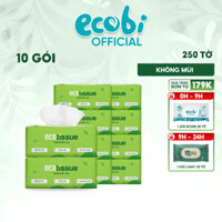Thùng 10 gói khăn giấy lụa rút khăn giấy ăn cao cấp Ecotissue gói 250 tờ tiết kiệm không bụi vụn