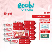 Thùng 10 gói khăn giấy ướt trẻ em Happy Tết phiên bản giới hạn Premium gói 80 tờ không mùi