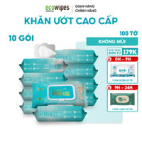 Thùng 10 gói khăn ướt cho bé Happy Kids gói 100 tờ không mùi không parabens an toàn siêu tiết kiệm