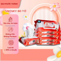 Thùng 10 gói khăn ướt em bé Baby Snowy 80 tờ hương thơm dịu nhẹ, an toàn da bé