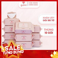 Thùng 10 gói khăn ướt Gumi không cồn không parabens cao cấp dành cho em bé