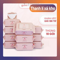 Thùng 10 gói khăn ướt Gumi không cồn không parabens cao cấp dành cho em bé