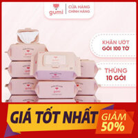 Thùng 10 gói khăn ướt Gumi không cồn không parabens cao cấp dành cho em bé