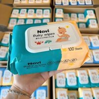 Thùng 10 gói khăn ướt Navi Baby Wipes loại 100 tờ tiện lợi