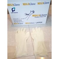 Thùng 10 hộp 100 chiếc ( tay dài ) găng tay y tế Latex Mega Glove tay dài 29cm có bột/không bột, size S, M