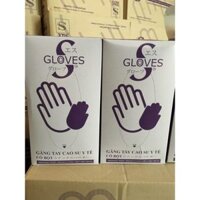 THÙNG 10 hộp tay cao su y tế có bột 4.8g màu trắng Sgloves Thái Lan siêu dai, dày hộp 100 chiếc nhám đầu ngón tay