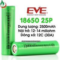 Thùng 100 Cell 18650 EVE 3.7V dung lượng 2500mah 12C Xả 30A