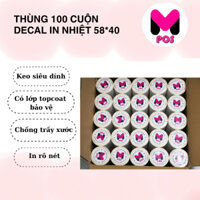Thùng 100 cuộn in mã vạch,tem dán giá, tem nhiệt khổ 1 tem 58x40mm