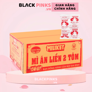 Thùng 100 gói mì Miliket Hai Tôm giấy trắng 75g