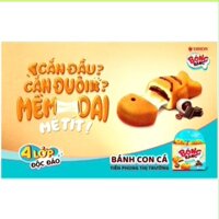 THÚNG 12 BỊCH BÁNH CON CÁ BÓNG BANG ORION MOCHI VỊ SÔCÔLA ĐẬU ĐỎ 145G 5 GÓI