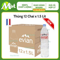 [Thùng 12 Chai 1.5 Lít] Nước Khoáng thiên nhiên EVIAN. Shop Mint Mint. NK từ Pháp [DATE 13/07/2026]