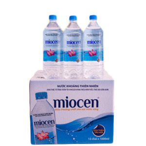 Thùng 12 chai nước khoáng thiên nhiên không ga Miocen 1 lít