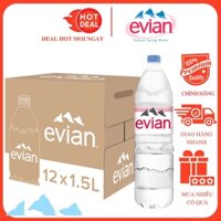 Thùng 12 Chai Nước Khoáng Thiên Nhiên Evian Chai 1.5L