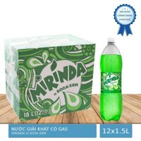Thùng 12 Chai Nước Ngọt Giải Khát Có Gas  Mirinda Vị Soda Kem 1.5L