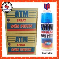 Thùng 12 Chai Sơn Phun Màu Xanh Bóng A002 Candy Blue ATM Spray Cao Cấp (400ml/chai)