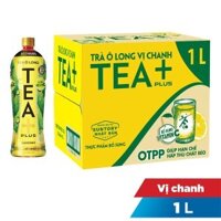 Thùng 12 chai trà ô long Tea Plus vị chanh 1 lít/ ô long tea plus 1L