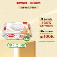 Thùng 12 gói khăn giấy ướt có mùi cho trẻ sơ sinh HUGGIES (Gói 72 tờ)