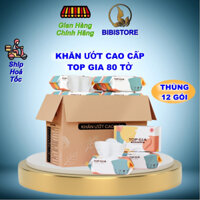 Thùng 12 gói Khăn ướt 80 tờ Topgia giấy ướt không mùi (Bibistore TB)