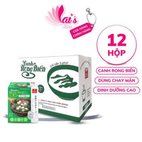 Thùng 12 Hộp Canh Rong Biển Asuzac Đậu Hũ, Thịt Bò, Tôm, Miso, Hến, Thịt Thật, Dinh Dưỡng Cao, Chay Mặn Đều Dùng Được