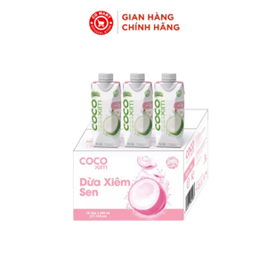 Thùng 12 hộp nước dừa xiêm sen Cocoxim 330ml
