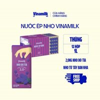 Thùng 12 hộp Nước Nho Ép 100% Vinamilk - Hộp giấy 1L