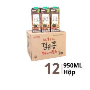 Thùng 12 hộp sữa đậu đen óc chó hạnh nhân Sahmyook 950ml