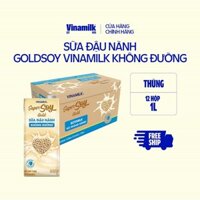 Thùng 12 Hộp Sữa đậu nành Super Soy Gold không đường 1L (Hộp giấy)