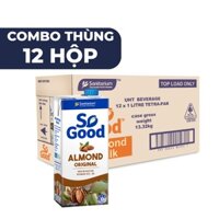 Thùng 12 hộp Sữa hạnh nhân ít đường SO GOOD 1L calo thấp, bổ sung canxi và vitamin, phù hợp người ăn kiêng