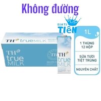 Thùng 12 hộp sữa tươi tiệt trùng nguyên chất không đường TH true MILK hộp 1 lít