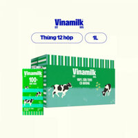 Thùng 12 hộp Sữa tươi tiệt trùng Vinamilk 100% Có đường 1L - hộp 1 Lít