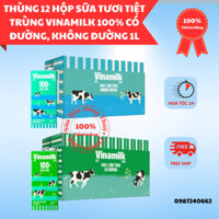 Thùng 12 Hộp Sữa tươi tiệt trùng Vinamilk 100% Có đường, không đường 1L