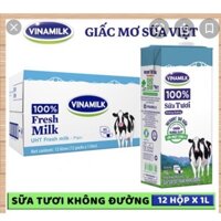 Thùng 12 hộp sữa tươi Vinamilk không đường 1lit( chỉ ship Hỏa tốc)