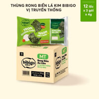 Thùng 12 lốc * 3 gói Rong biển ăn liền Bibigo Hàn Quốc (Lá kim 12 lốc = 36 gói)