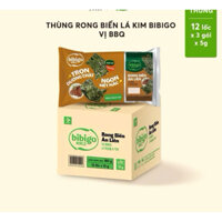 Thùng 12 lốc Snack Rong Biển Bibigo Vị BBQ & Vi Dầu Mè  (Lốc 3 Gói X 5gr) hsd 25/08/2025