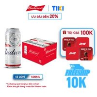 Thùng 12 Lon Bia Budweiser 500ml  Lon