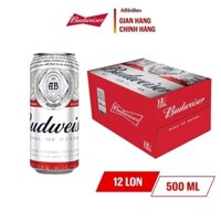 Thùng 12 lon bia Budweiser 500ml