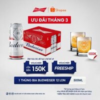 Thùng 12 Lon Bia Budweiser (500ml/lon)