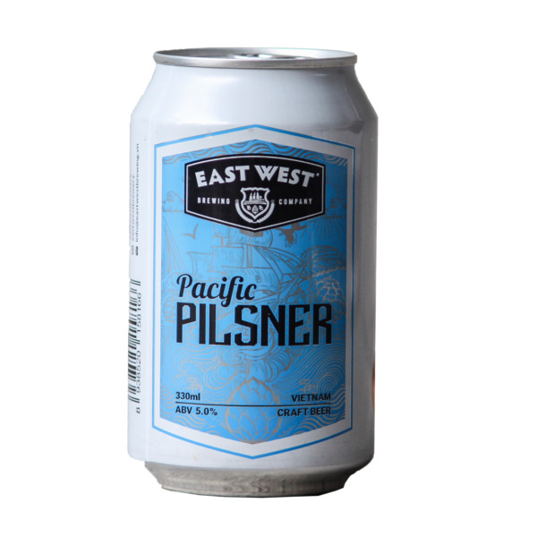 Thùng 12 lon bia East West Pacific Pilsner 330ml