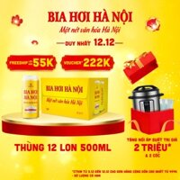 Thùng 12 lon Bia Hơi Hà Nội - HABECO (500ml/lon)