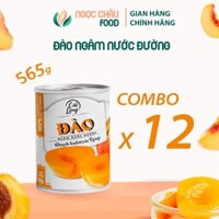 Thùng 12 Lon Đào Ngâm Nước Đường 425g và 565g 100% Nguồn Nguyên Liệu Tự Nhiên