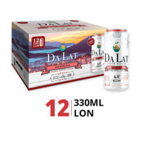 Thùng 12 lon nước táo lên men 4.6% Dalat Cider vị quả dâu mọng 330ml
