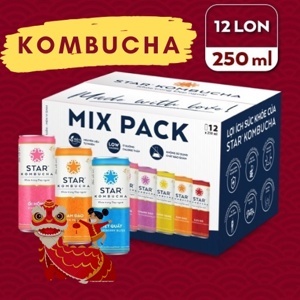 Thùng 12 lon thức uống lên men Star Kombucha All-In-One (250ml/lon)