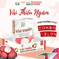 Thùng 12 Lon Vải Thiều Ngâm Nước Đường Đóng Hộp 565gr , Cam Kết Hàng Chất Lượng