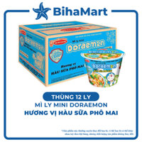 [THÙNG 12 LY] - ACECOOK - Mì ly mini Doraemon hương vị hàu sữa phô mai (48g/ly) - Mì ly trẻ em - Mì Doremon bổ sungcanxi