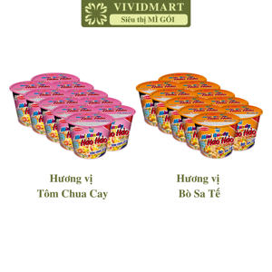 Thùng 12 ly mì ăn liền Mini Handy Hảo Hảo vị bò sa tế 53g