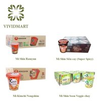 [Thùng 12 ly] MÌ LY NONGSHIM HÀN QUỐC 4 VỊ: SHIN RAMYUN CAY, SHIN RED SIÊU CAY, SOON VEGGIE CHAY, KIM CHI – 68g/LY