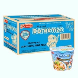 Thùng 12 ly mì mini Doraemon hải sản chua ngọt 53g